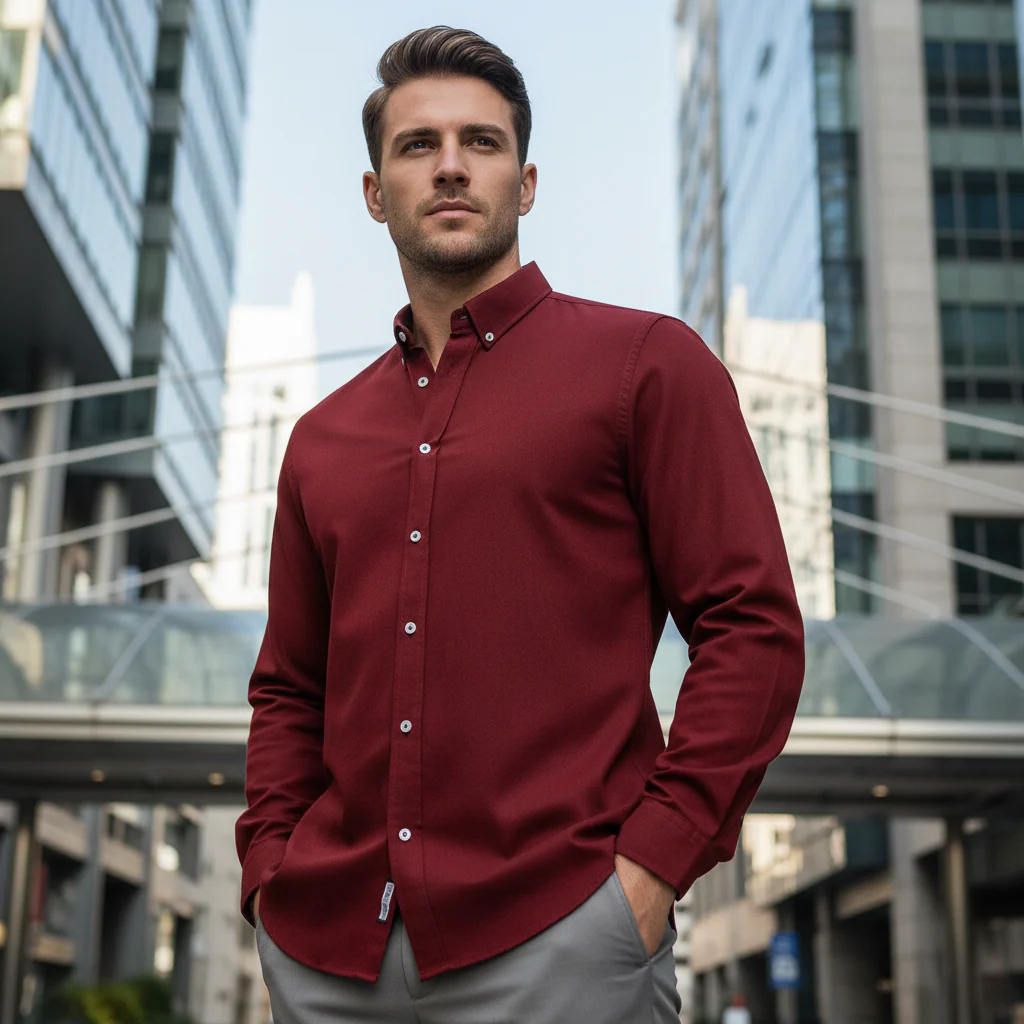 ACTIV BASIC L.S SHIRT - BURGUNDY