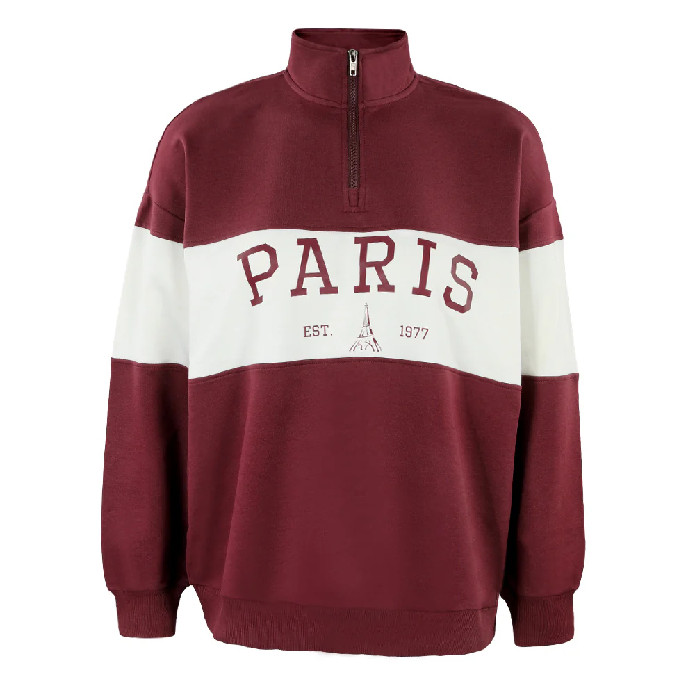 ACTIV CROW H.ZIPPER SWEATSHIRT - BURGUNDY - Image 3
